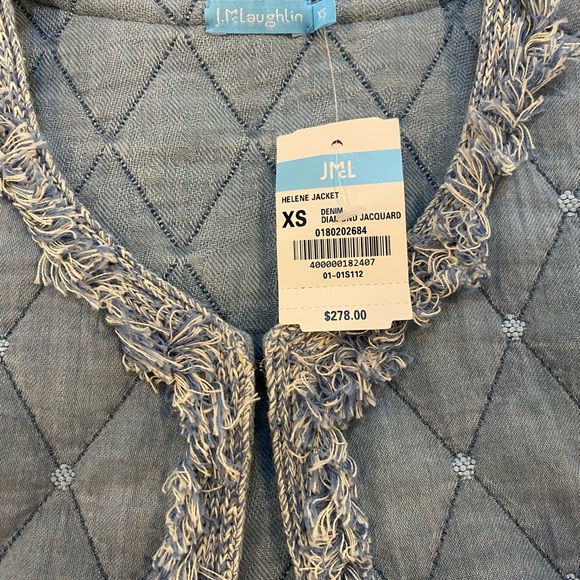 J. McLaughlin Helene Jacket XS with Quilted Texture and Frayed Trim NWT - Picture 5 of 9